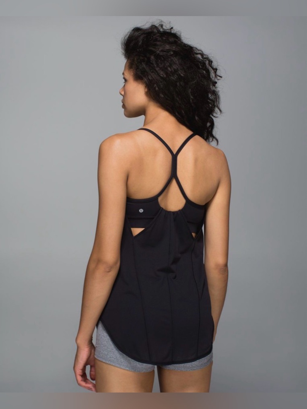 lululemon athletica Black Ruched Shelf Tank Top